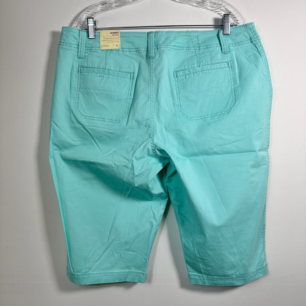 Sonoma Goods for Life Skimmer Mid Rise Shorts Beach Glass Teal Aqua Womens 16 - Picture 2 of 9